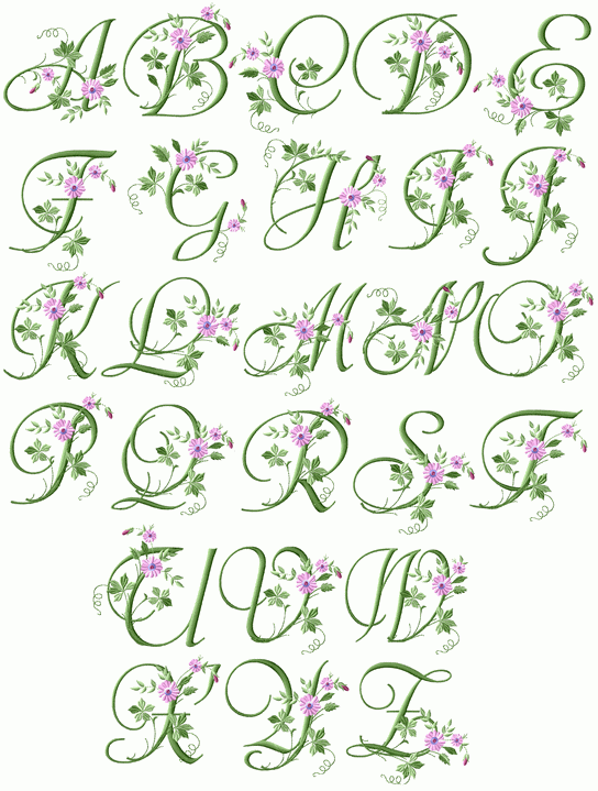 Elegant Floral Initials Machine Embroidery Font 4"x4" | Machine ... Elegant Floral Initials Machine Embroidery Font 4"x4" | Machine ...
