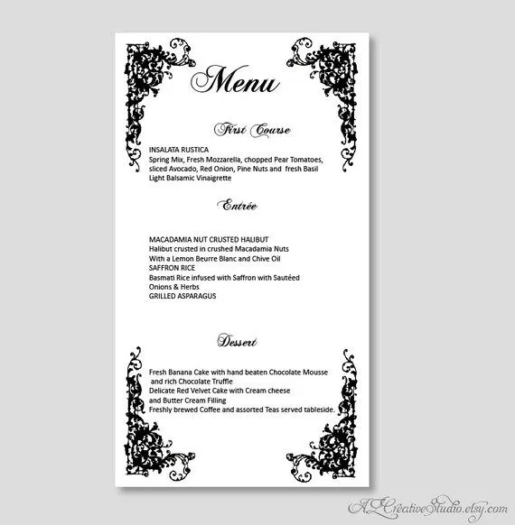 Elegante menú tarjetas para recepciones de por AZCreativeStudio