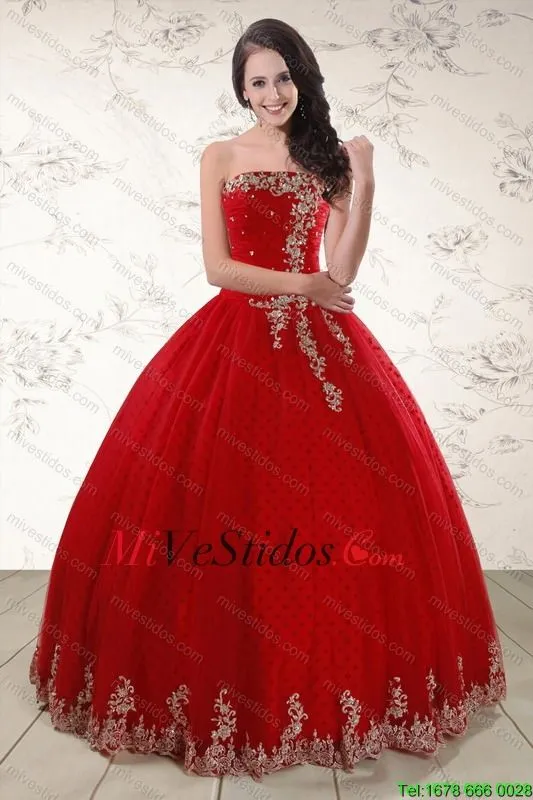 Elegante sin tirantes rojo 2015 Vestidos de quinceañera con ...
