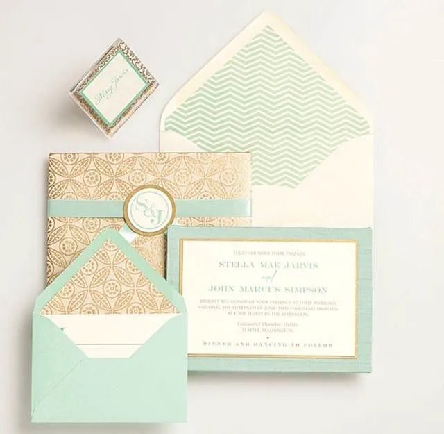 Elegantes invitaciones para boda en colores 2015