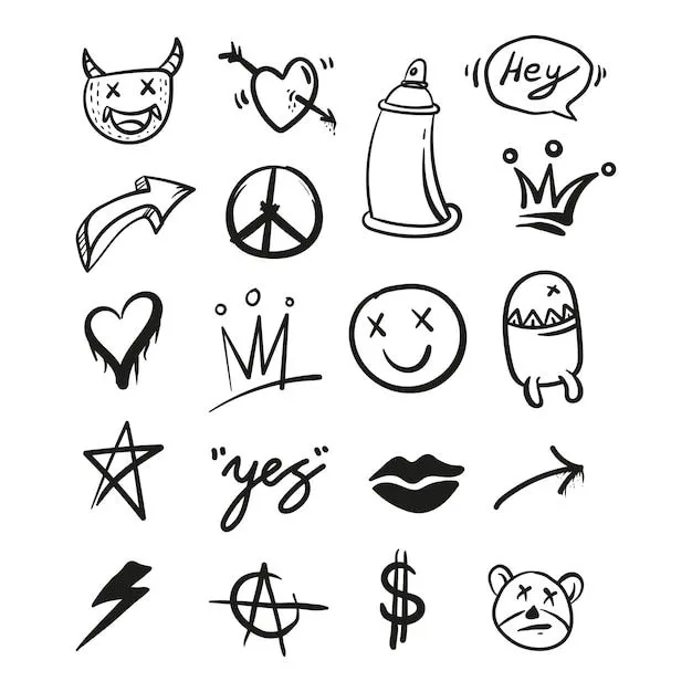 Elemento de vector de diseño de estilo de arte callejero urbano aislado en fondo blanco | Vector Premium Elemento de vector de diseño de estilo de arte callejero urbano aislado en fondo blanco | Vector Premium