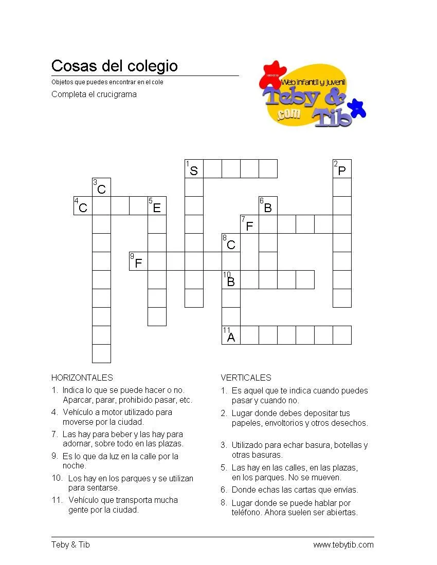 Elementos y objetos de la calle. Crucigrama de 12 palabras. Teby y ... Elementos y objetos de la calle. Crucigrama de 12 palabras. Teby y ...