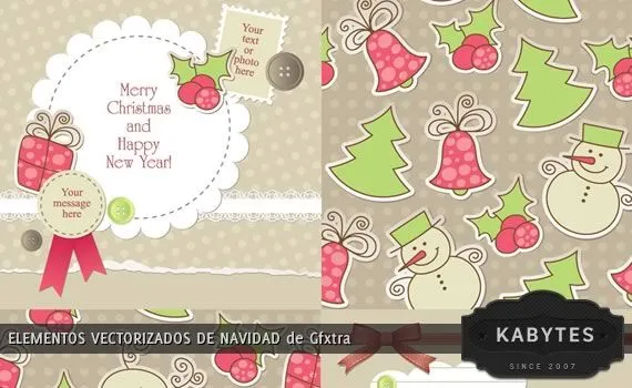 Elementos vectorizados de navidad estilo scrapbook - Kabytes