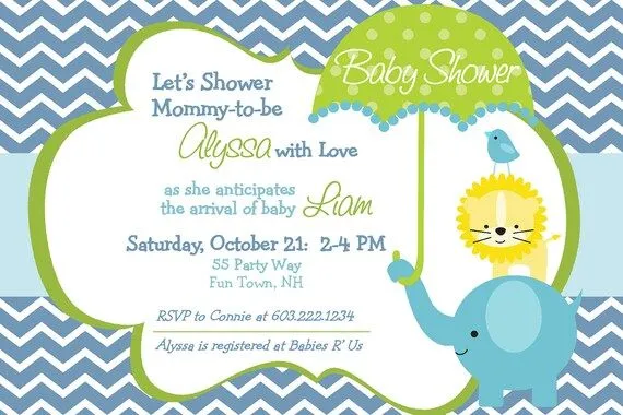 Elephant Baby Shower Invitation Chevron por AsYouWishCreations4u