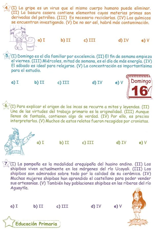 Eliminación de Oraciones para niños 2º | Razonamiento Verbal