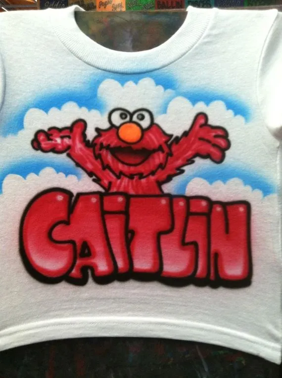Elmo Shirt Airbrush Kids Shirt Airbrush Design by FastNFunAirbrush