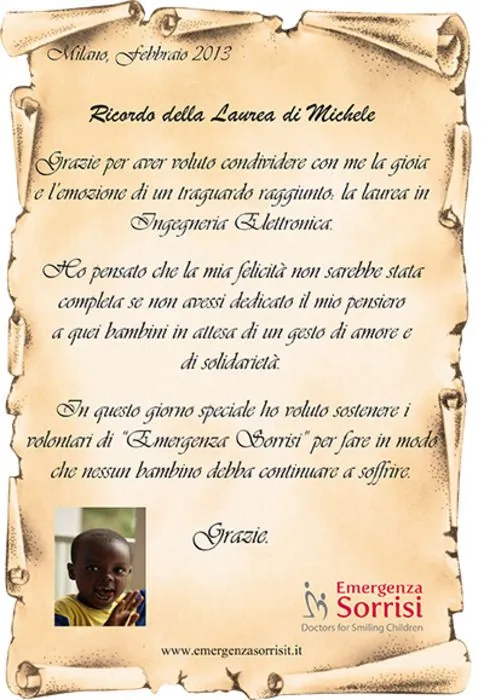 Emergenza Sorrisi - Bomboniere solidali onlus - LeMieNozze.it