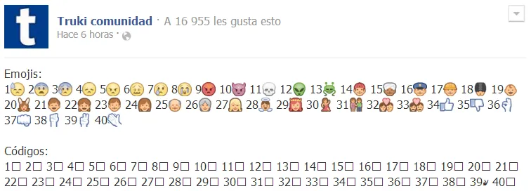 Emoji o emoticones especiales de Facebook para comentarios, chat y ...