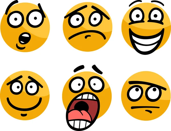 Emoticon o emociones set de dibujos animados ilustración — Vector ... Emoticon o emociones set de dibujos animados ilustración — Vector ...
