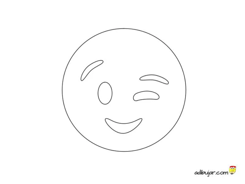 Emoticon guiño para imprimir y colorear | adibujar.com Emoticon guiño para imprimir y colorear | adibujar.com