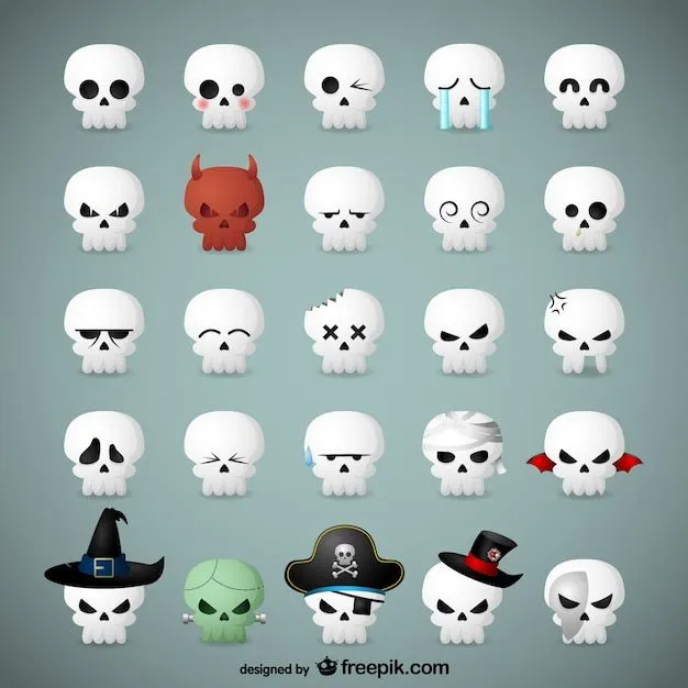 Emoticonos de calaveras para Halloween | Descargar Vectores gratis Emoticonos de calaveras para Halloween | Descargar Vectores gratis