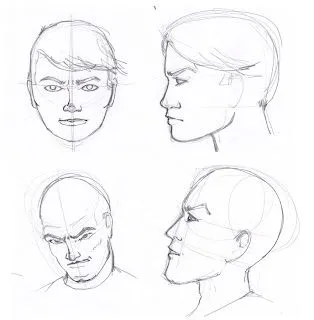 empezamos con caras de hombres y vistas de frente y de perfil algunos ...