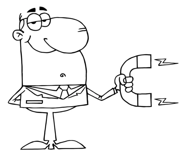 Empresario se describe mediante un imán — Foto stock © HitToon ... Empresario se describe mediante un imán — Foto stock © HitToon ...