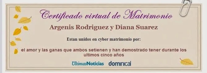 Todo enamorados: Certificado de matrimonio virtual Todo enamorados: Certificado de matrimonio virtual