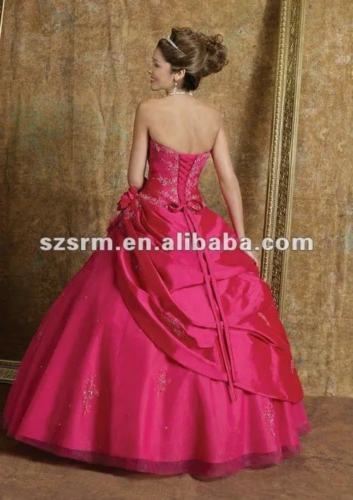 Por encargo del vestido de bola de color rosa oscuro del hombro ...