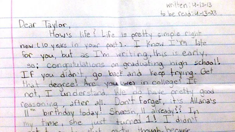 Encontraron una carta de su hija fallecida para que sea leída en ... Encontraron una carta de su hija fallecida para que sea leída en ...