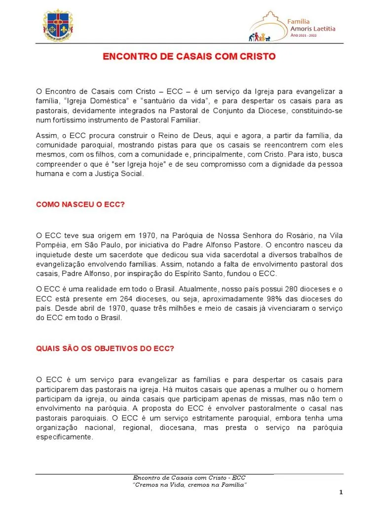 Encontro de Casais Com Cristo Forum PT | PDF | Igreja católica | Família Encontro de Casais Com Cristo Forum PT | PDF | Igreja católica | Família