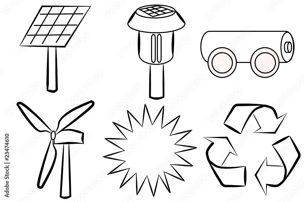 Energía renovable - Dibujos para colorear Stock Vector | Adobe Stock Energía renovable - Dibujos para colorear Stock Vector | Adobe Stock
