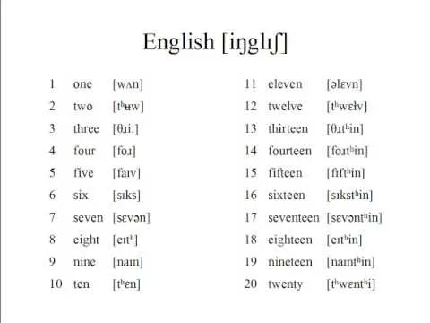 English Numbers 1-20 - YouTube