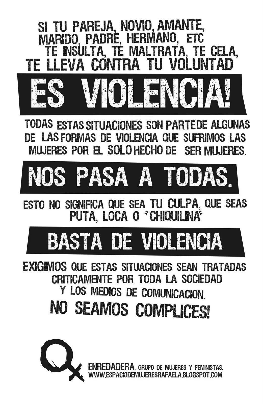 Enredadera: Volanteada "Basta de violencia machista!!" Enredadera: Volanteada "Basta de violencia machista!!"