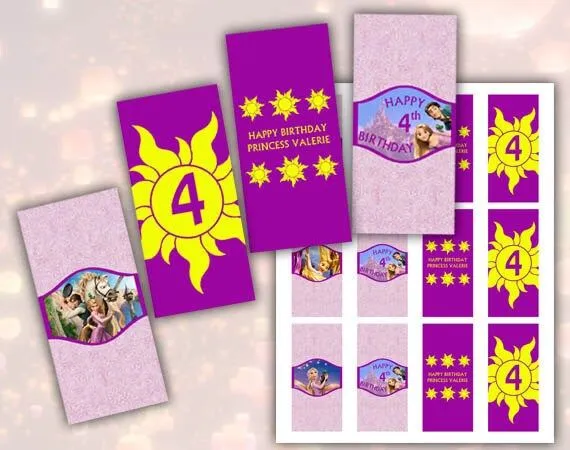 Enredados Rapunzel Mini Candy Bar Wrappers imprimibles por EDParty Enredados Rapunzel Mini Candy Bar Wrappers imprimibles por EDParty