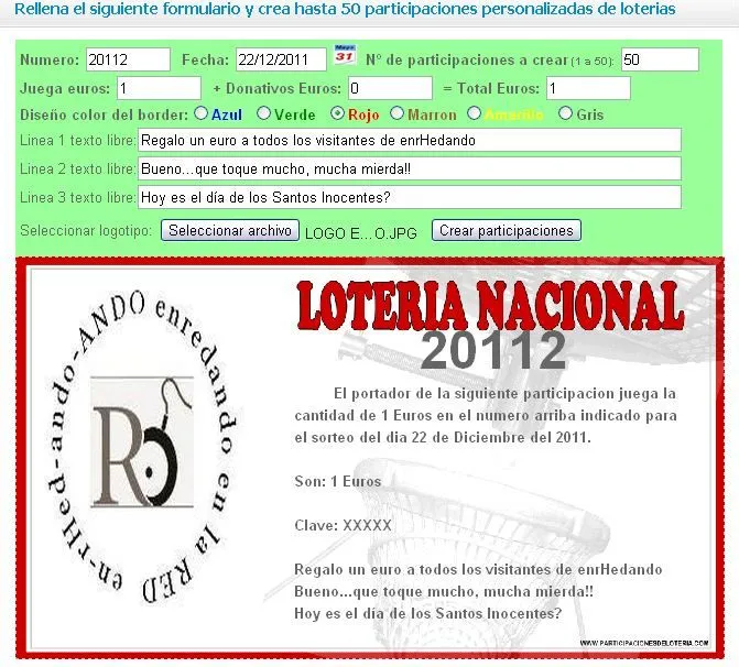 Como hacer Participaciones online de cualquier Sorteo de Loteria ...