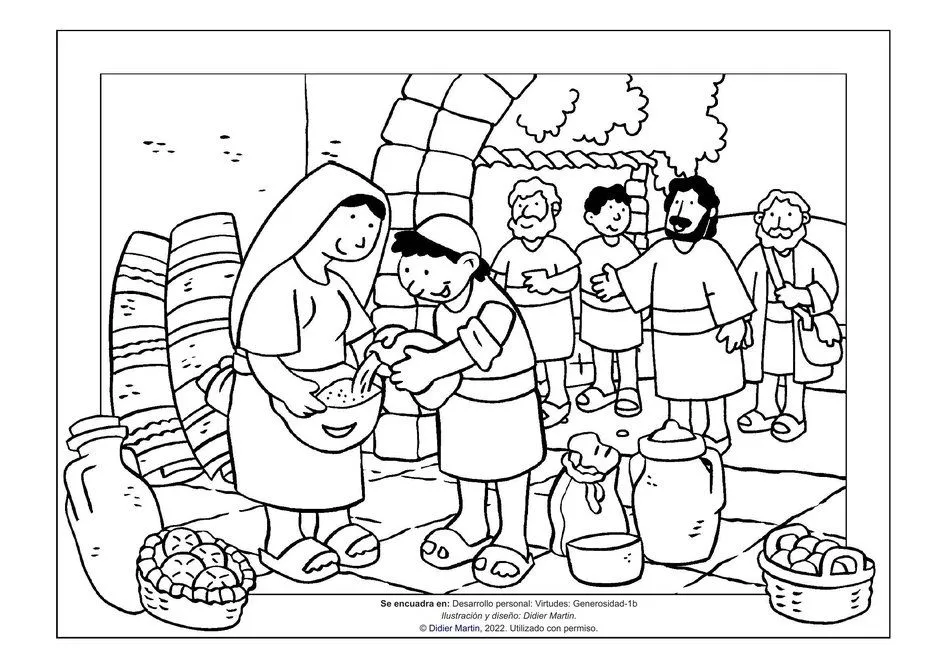 Enseñanzas de Jesús: Dar a otros—Página para colorear | Rincón de las maravillas Enseñanzas de Jesús: Dar a otros—Página para colorear | Rincón de las maravillas