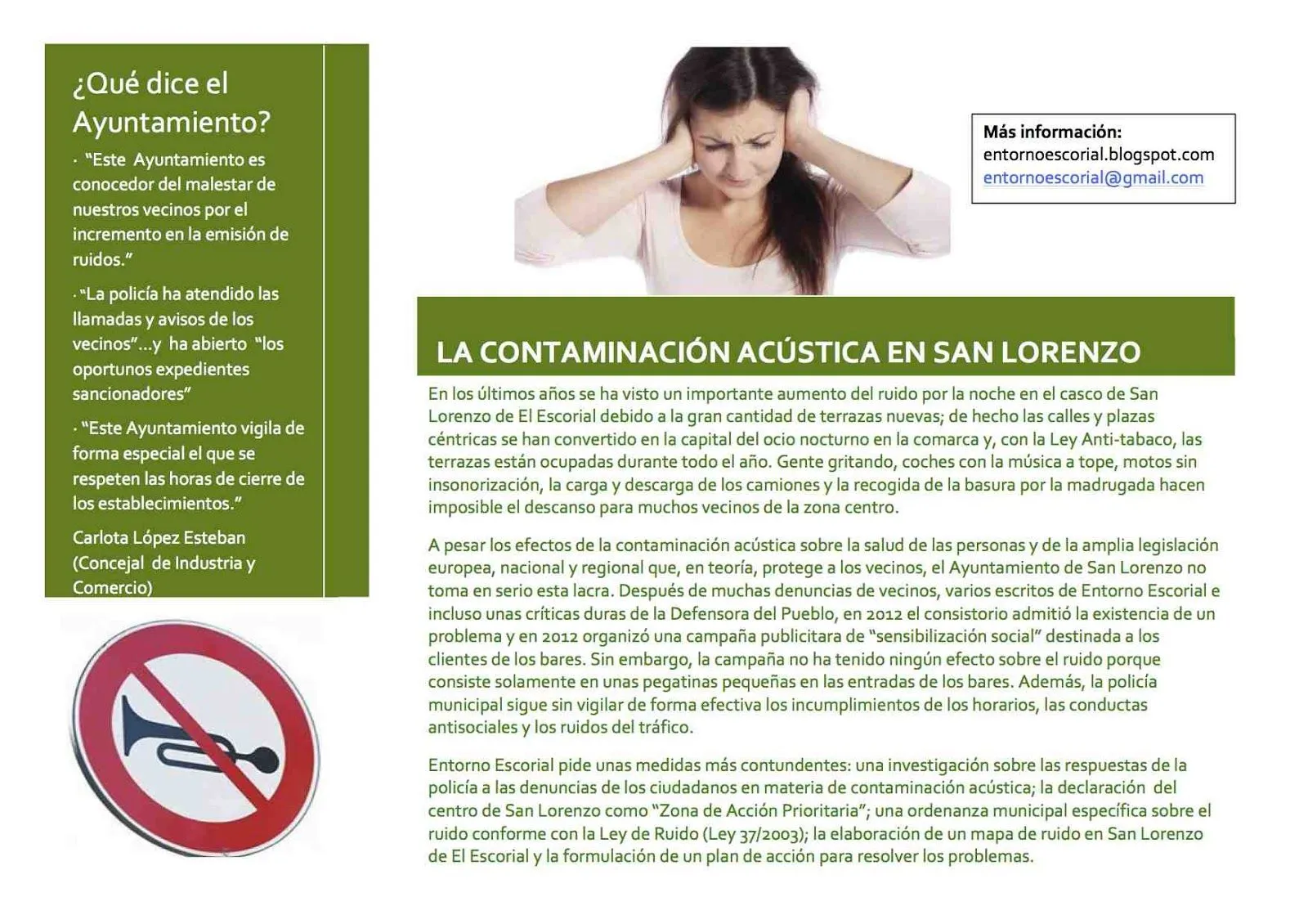 ENTORNO ESCORIAL: ACTO SOBRE LA CONTAMINACIÓN ACÚSTICA EN SAN ... ENTORNO ESCORIAL: ACTO SOBRE LA CONTAMINACIÓN ACÚSTICA EN SAN ...