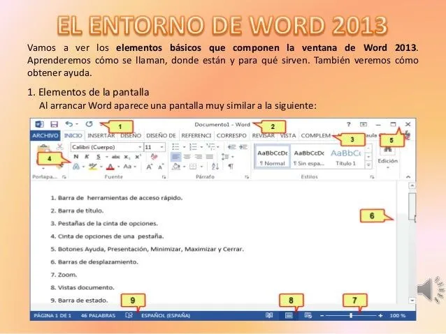 El entorno gráfico microsoft word 2013