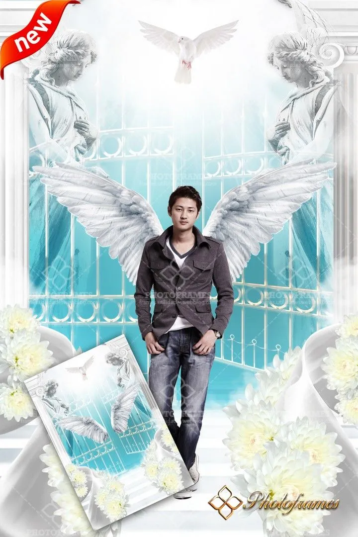 Entrada al cielo, Fondo para hacer montaje de ángel con tus fotos. | Photo  Frames