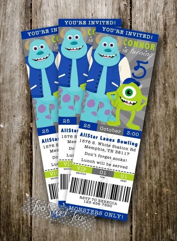 TICKET STYLE Monsters Inc University inspired by 2SweetTeas