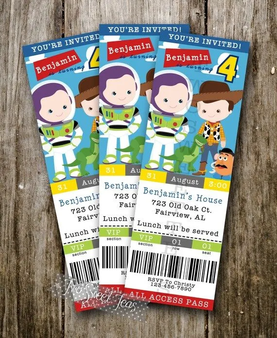 ENTRADA estilo Toy Story inspirado invitación por 2SweetTeas