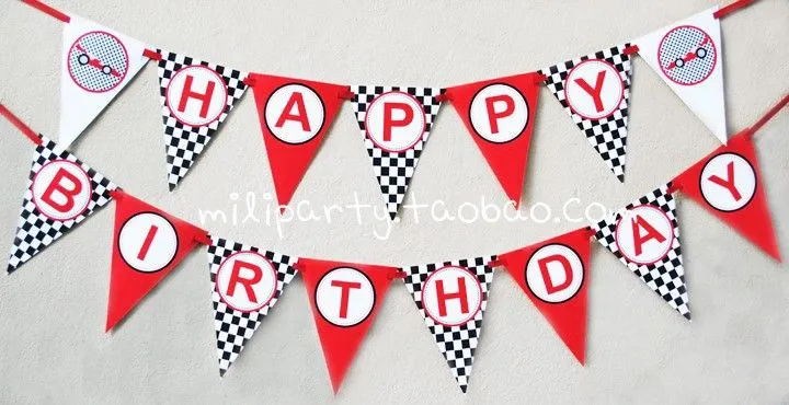 Envío gratis ¡ feliz cumpleaños racing rojo y negro del coche del ... Envío gratis ¡ feliz cumpleaños racing rojo y negro del coche del ...