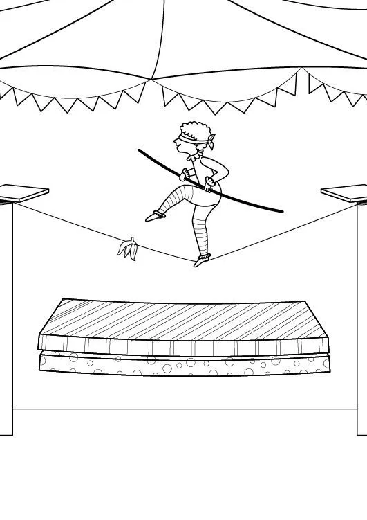 Equilibrista en apuros: dibujo para colorear e imprimir Equilibrista en apuros: dibujo para colorear e imprimir