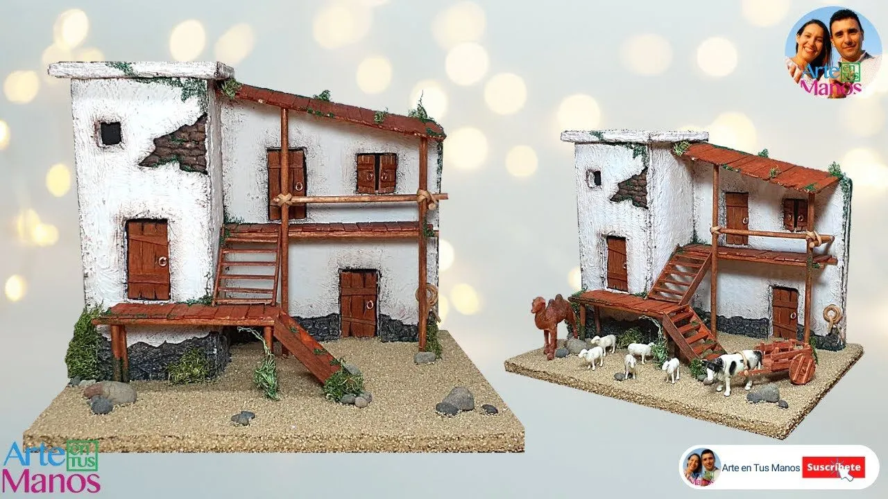 Escenario, Casas para Pesebres, Belenes en Cartón, Tutorial Arte en Tus Manos - Arte en Tus Manos con Lili y Sam Escenario, Casas para Pesebres, Belenes en Cartón, Tutorial Arte en Tus Manos - Arte en Tus Manos con Lili y Sam