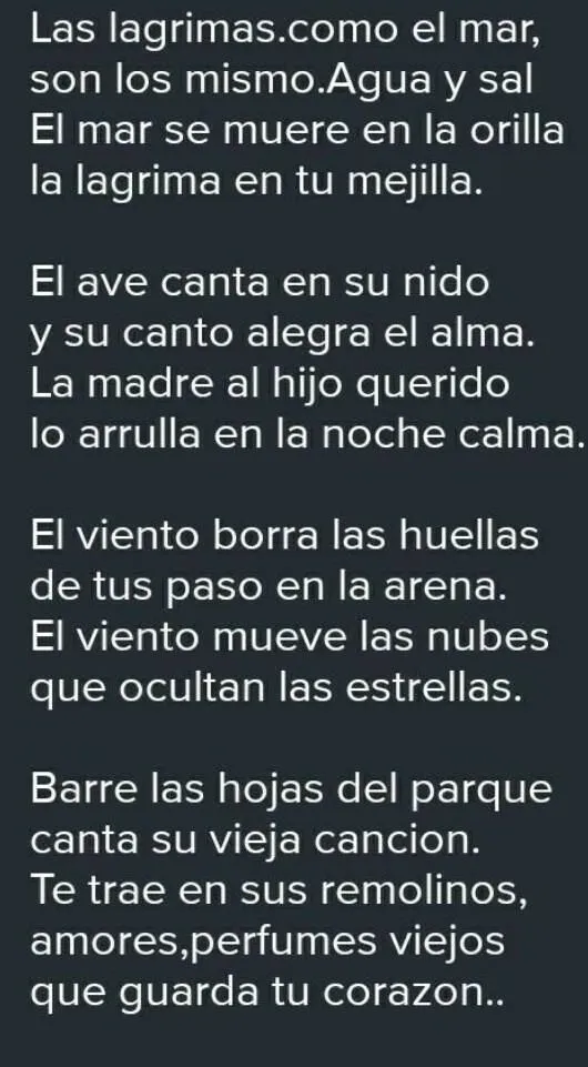 escribe un poema inventado de 4 estrofas y 4 versos y que hable sobre la  tristeza​ - Brainly.lat