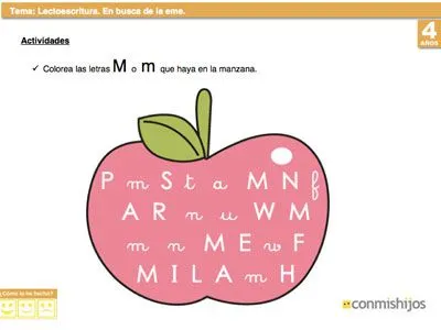Escribir la letra M. Lectoescritura para niños