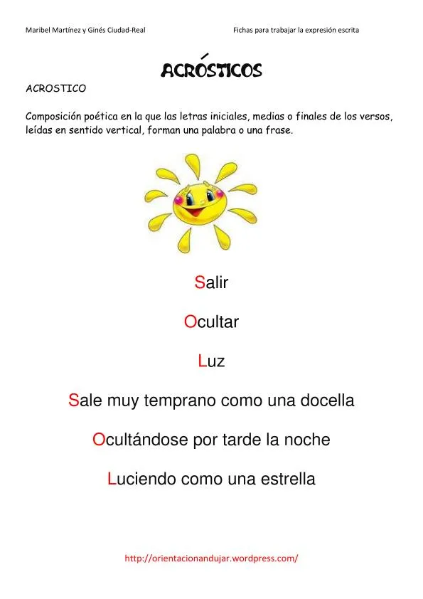 Escritura creativa con Acrosticos