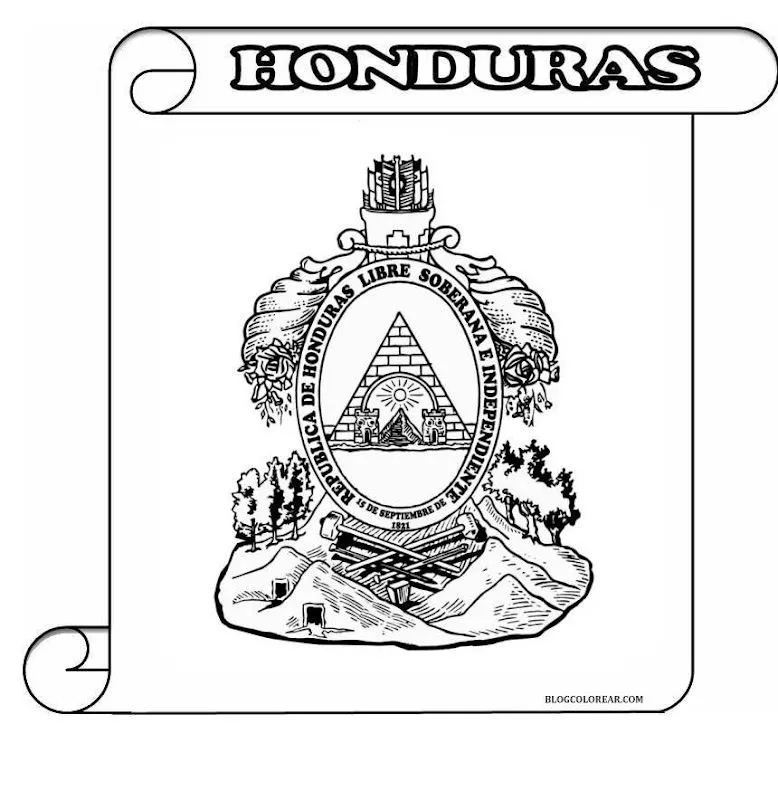 Escudo de Honduras para colorear, plantillas y modelos para pintar | Tu Nota Escudo de Honduras para colorear, plantillas y modelos para pintar | Tu Nota