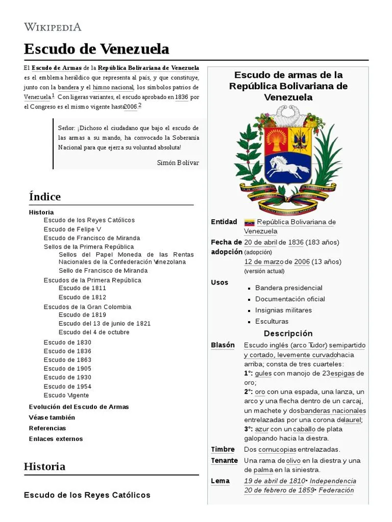Escudo de Venezuela | PDF | Venezuela | Los símbolos Escudo de Venezuela | PDF | Venezuela | Los símbolos