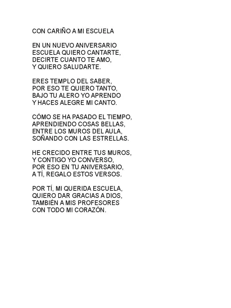 A Mi Escuela en Su Aniversario | PDF