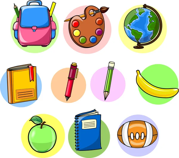 Las cosas de la escuela de dibujos animados — Vector stock ... Las cosas de la escuela de dibujos animados — Vector stock ...