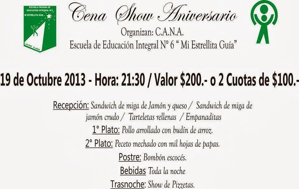 La escuela N° 6 "Mi Estrellita Guia" organiza una ceña para juntar ... La escuela N° 6 "Mi Estrellita Guia" organiza una ceña para juntar ...