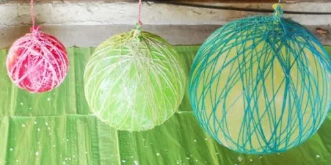 Esferas con hilos de colores - Guía de MANUALIDADES