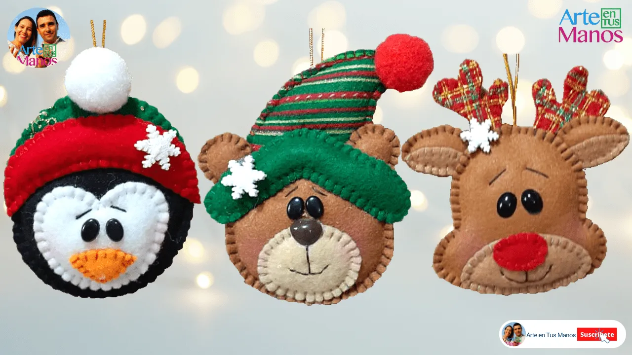 Esferas Navideñas en Fieltro, Pingüino, Oso y Reno, Fácil con Arte en Tus Manos - Arte en Tus Manos con Lili y Sam Esferas Navideñas en Fieltro, Pingüino, Oso y Reno, Fácil con Arte en Tus Manos - Arte en Tus Manos con Lili y Sam