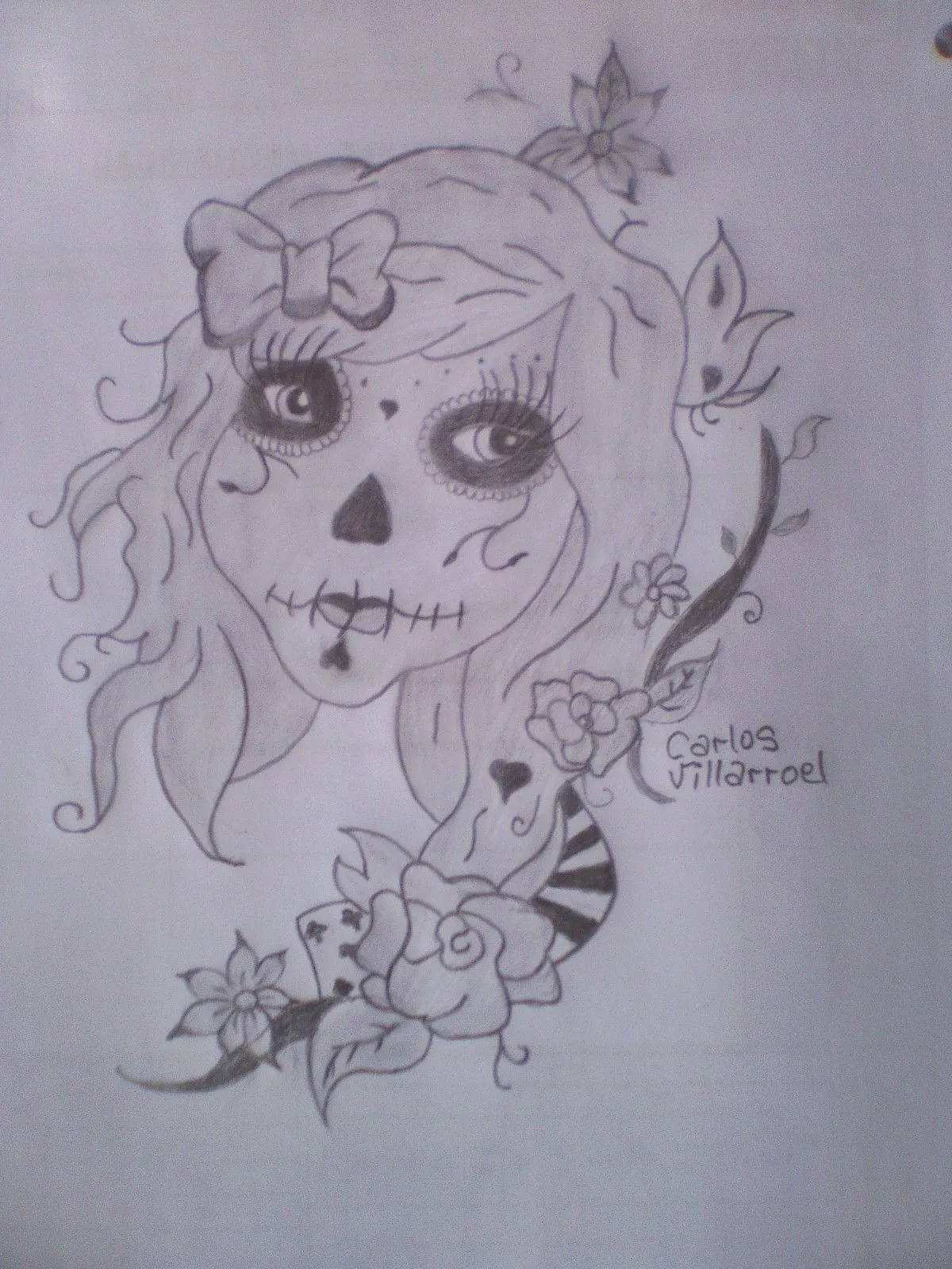 Esp-Eng] dibujo de una catrina a lápiz.>drawing of a catrina in pencil. —  Hive