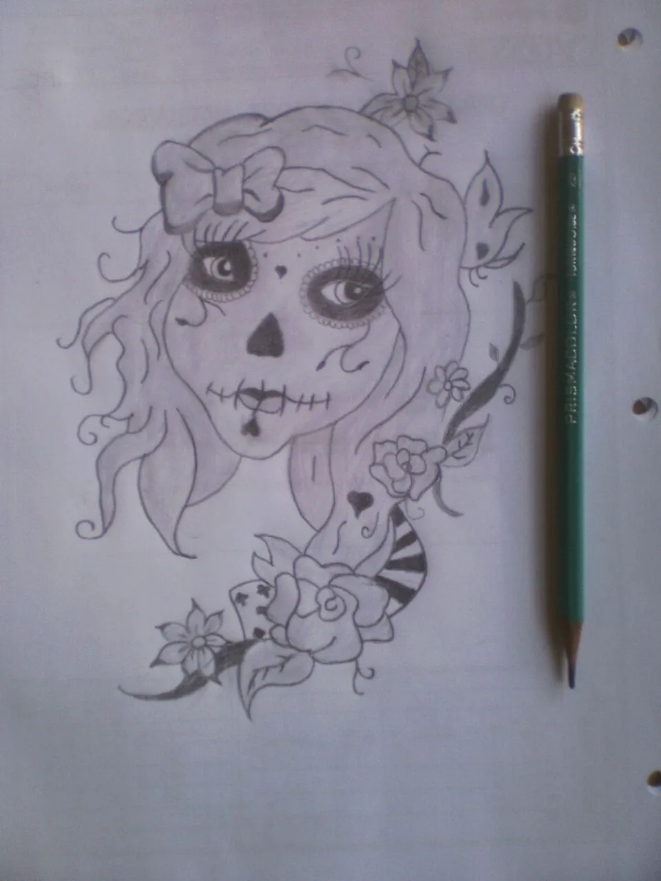 Esp-Eng] dibujo de una catrina a lápiz.>drawing of a catrina in pencil. —  Hive