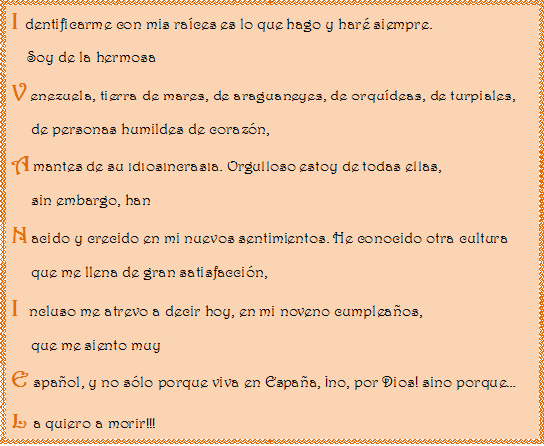 Entre España y Venezuela: Un motivo, un acróstico, un cambio...