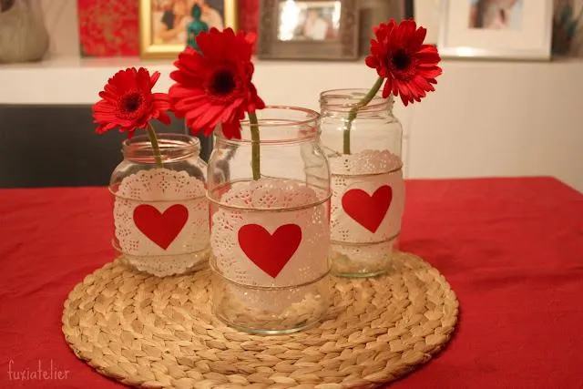 Especial de San Valentín: Centro de mesa con tarros de vidrio ...