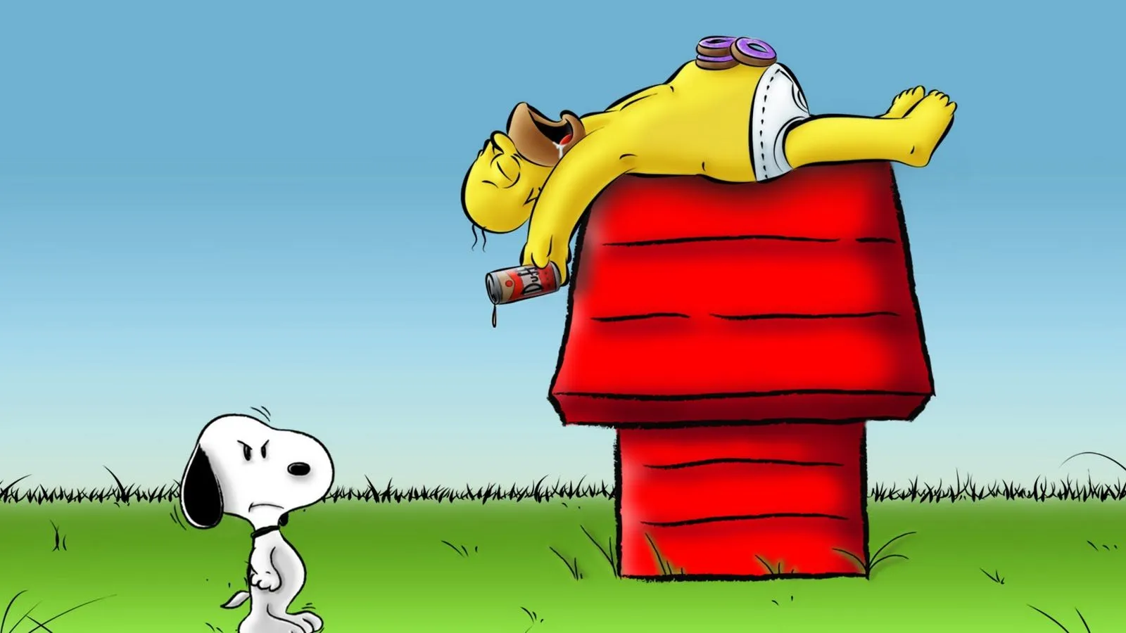 ... de homero simpsons acostado sobre la casita de snoopy enojado en hd ... de homero simpsons acostado sobre la casita de snoopy enojado en hd